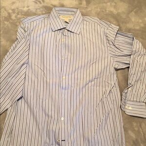 Banana Republic Men's Shirt in Blue and Brown Stripes